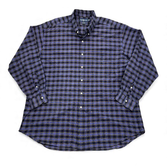 Polo Ralph Lauren Blue Plaid Big Shirt Button Down Men's 2XL XXL - Picture 1 of 7